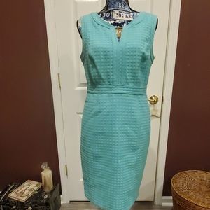 Liz Claiborne Sleeveless Aqua Textured Sheath Dress